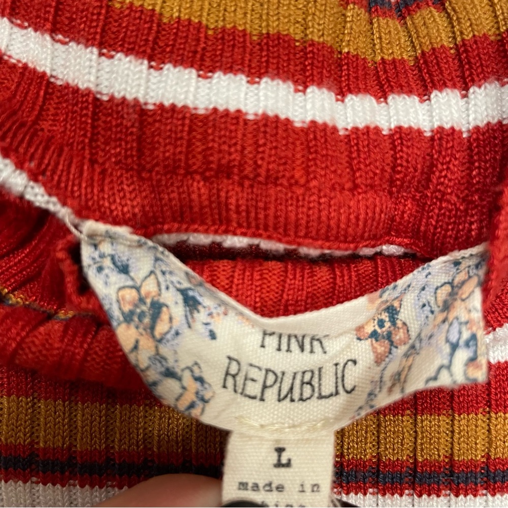 Pink Republic Stripe Turtleneck Crop Long Sleeve Top - Picture 2 of 8